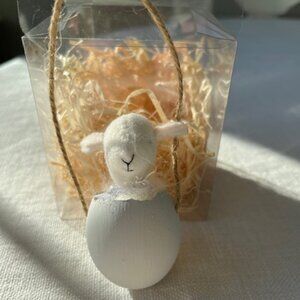 Easter bunny in a real egg haning ornament